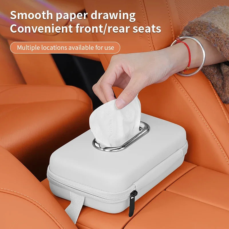 Premium Leather Car Tissue Holder Seat Back Hanging Napkin Dispenser for Armrest Un additional angle