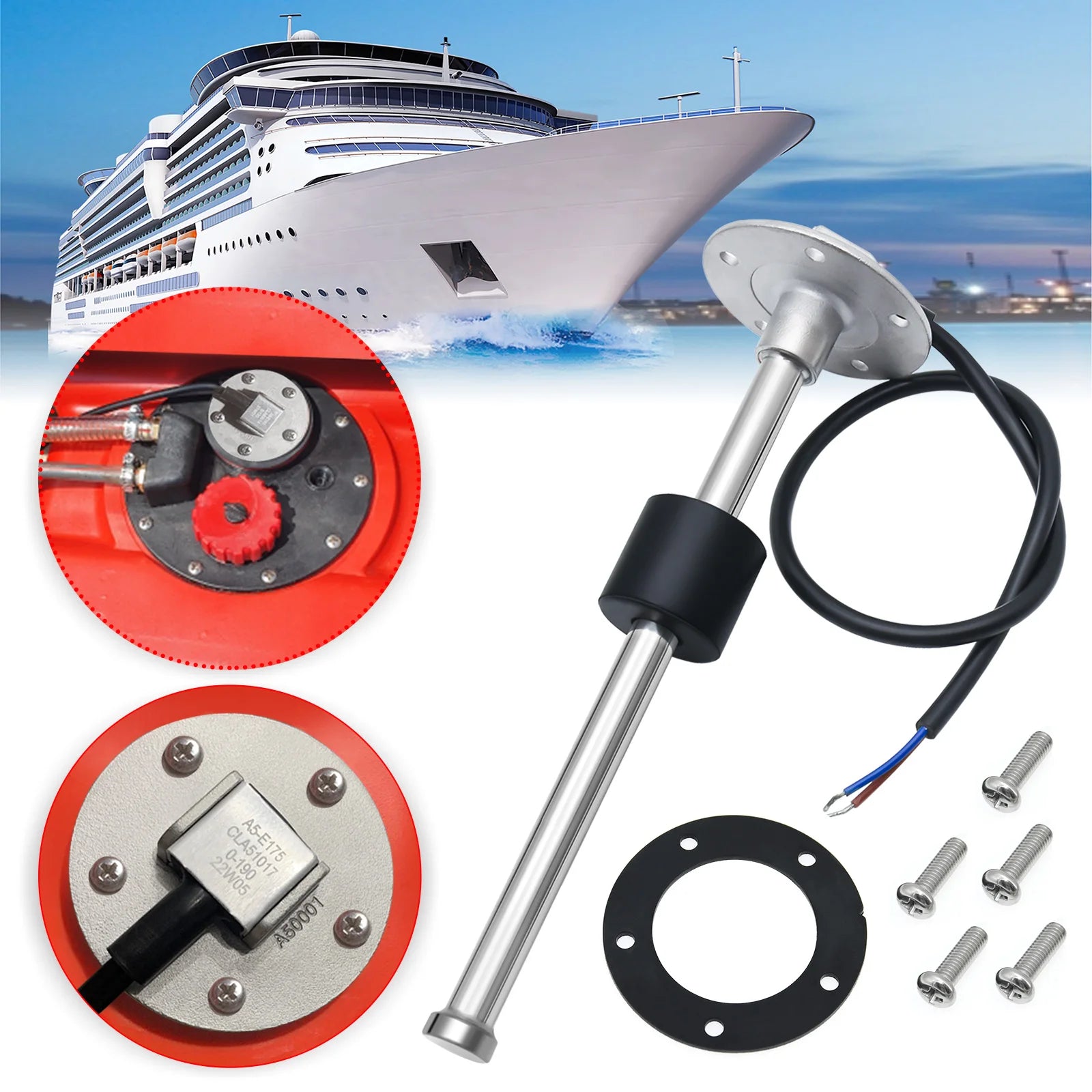 Digital 2-in-1 52mm Dual Gauge with Alarm | Water Level and Temperature Monitor for additional angle