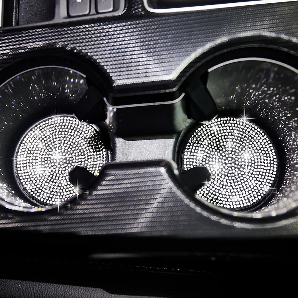 2pcs Imitation Diamond Bling Car Cup Holder Coasters