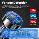 UYUXIO 130W GaN USB C Car Charger | 6 in 1 Fast Charging Adapter with Voltage Display close-up view