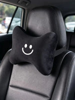 Black Bone-Shaped Car Neck Pillow with Smiley Face alternate view