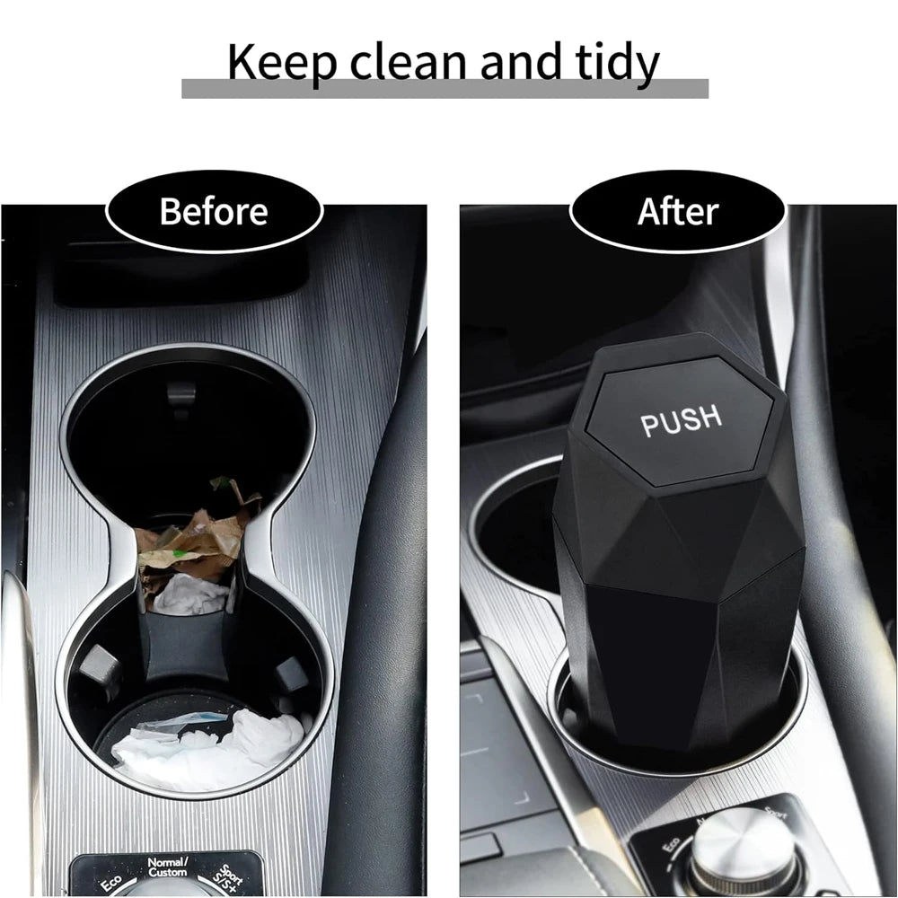 Portable Car Trash Can with Lid, Leak-proof Mini Garbage Bin detail view