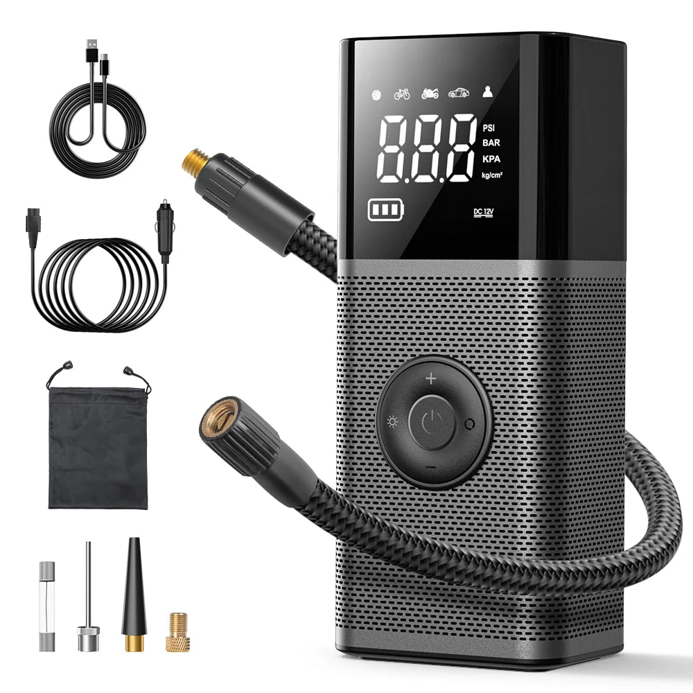 CARSUN Portable Tire Inflator | Wireless Rechargeable Air Pump for Car, Motorcycle, Bike & Sports Ba