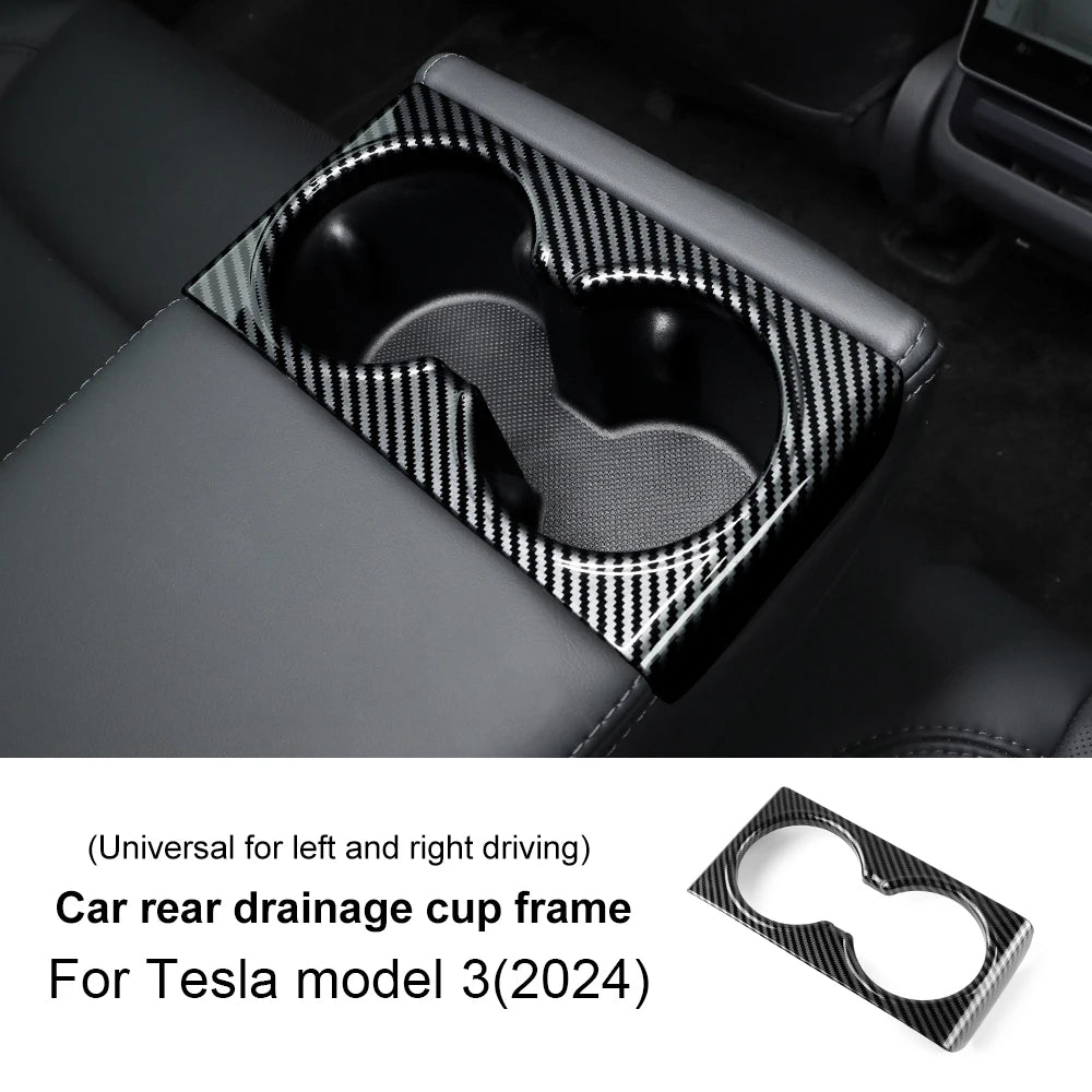 ABS Carbon Fiber Steering Wheel Frame Cover For Tesla Model 3 Highland 2024 Model Y Juniper 2025 Trim Car Interior Accessories