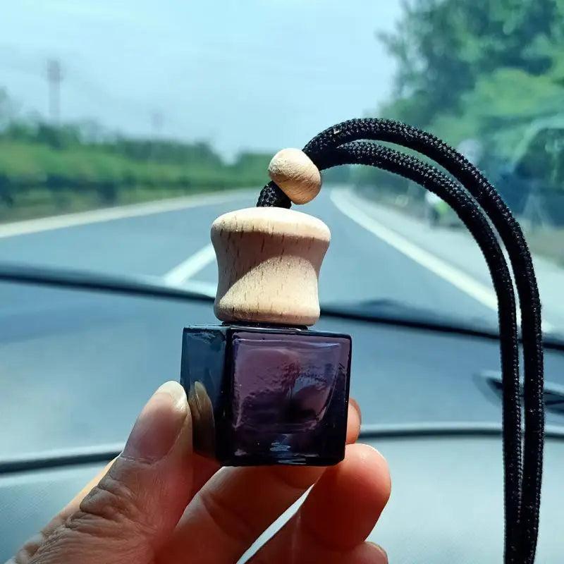 Square Glass Car Perfume Bottle Pendant | Empty Essential Oil Diffuser additional angle