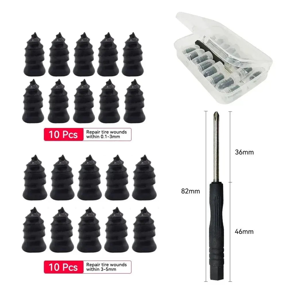 21-10PCS Vacuum Car Tyre Repair Rubber Nail Set Universal Tire Screw Tubeless Repair Tools Accessori