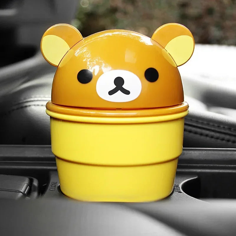 Cute Bear Car Trash Can Cup, ABS, Pink or Yellow alternate view