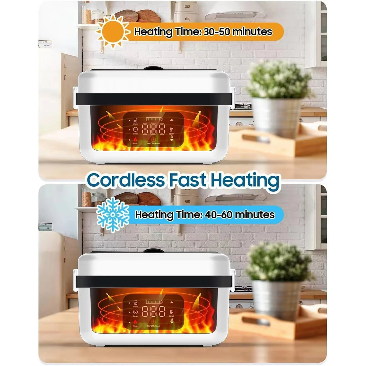 8000mAh Cordless Electric Lunch Box Portable Food Heater for Car Truck Driver 304 Stainless Steel Heated Bento Box for Outdoor Work