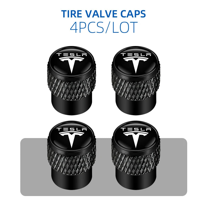 4Pcs Aluminum Tire Valve Caps | Tesla Model 3 Y X Roadster Car Accessories alternate view