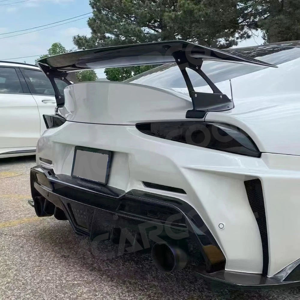 JMCARCOOL Real Carbon Fiber Rear Trunk Spoiler Lip Wings Car Accessorise For Toyota Su close-up view