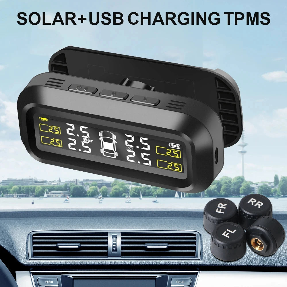 Solar Power External Sensor TPMS Tyre Pressure Monitoring System | 2025 Auto Security Alarm