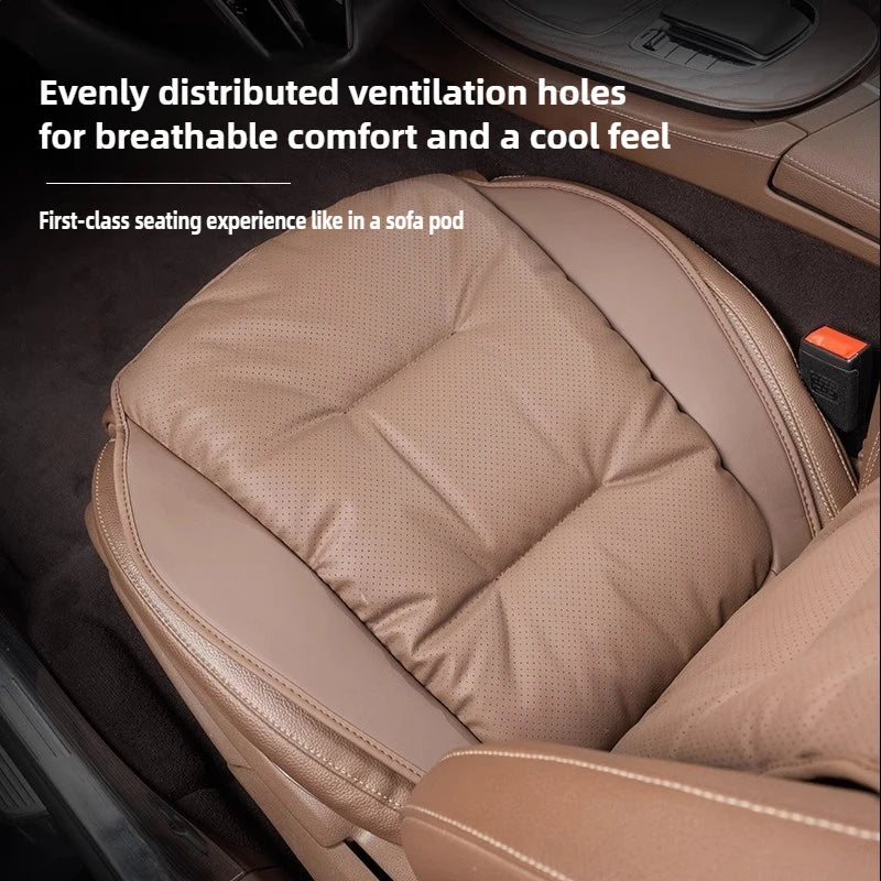New Car Seat Cushion Waist Cushion for Most Cars Breathable and Ventilated Nappa Leather All Season Seat Cushion