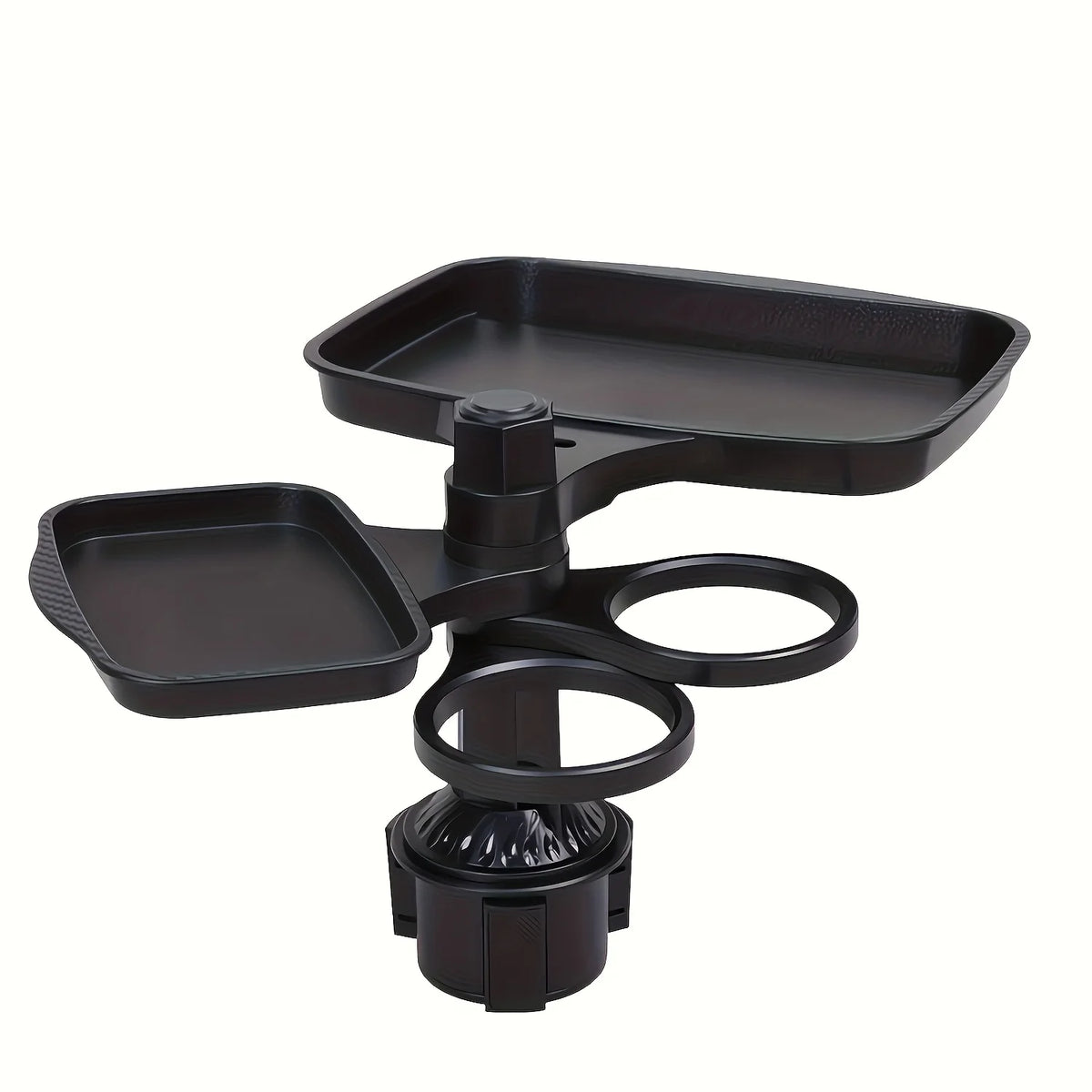 3-in-1 Detachable Car Cup Holder Tray-Expandable Food Table with 360° Rotating Desi additional angle