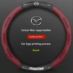 Mazda Carbon Fiber & Leather Steering Wheel Cover | Premium Interior Upgrade close-up view