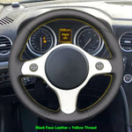 Black Faux Leather Car Steering Wheel Cover for Alfa Romeo 159 2005-2012 Brera Spider Sp detail view