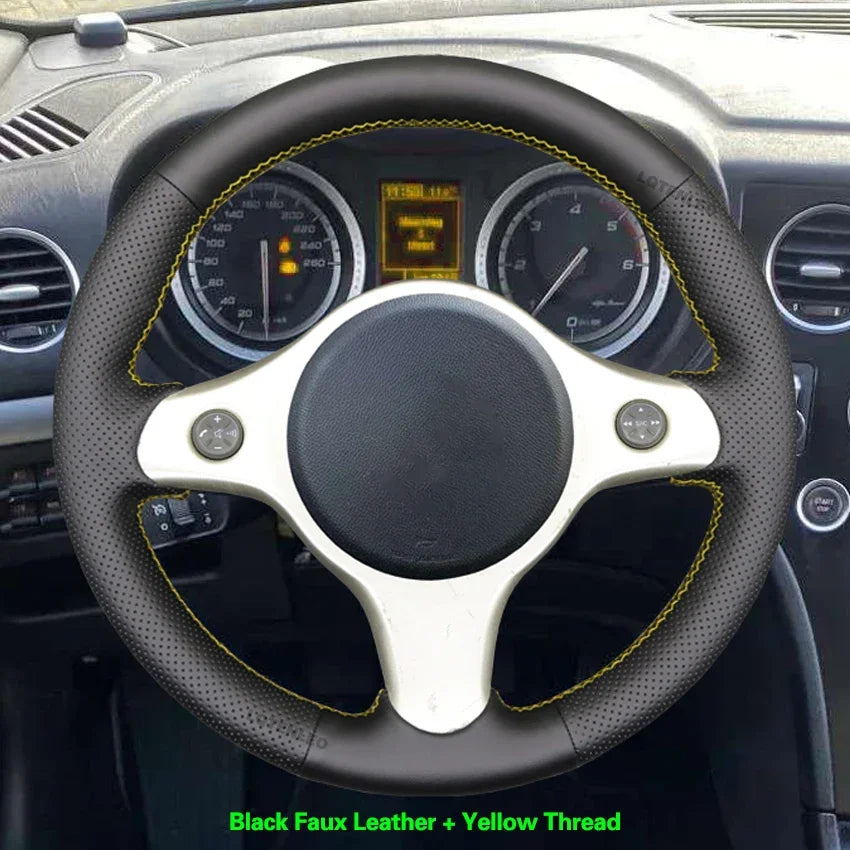 Black Faux Leather Car Steering Wheel Cover for Alfa Romeo 159 2005-2012 Brera Spider Sp detail view