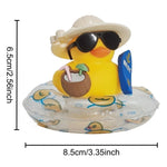 New! Car Dashboard Ornaments Summer Little Yellow Duck Coconut Skateboard Hat Rubber Squeeze Duck Cute Car Decoration