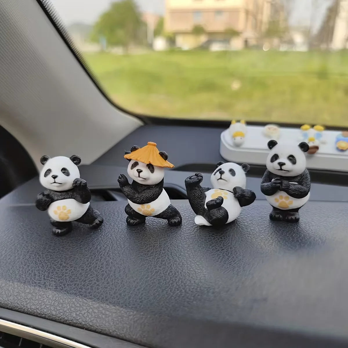 Panda Car Ornaments Set 4 Pcs close-up view