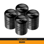 4Pcs Aluminum Alloy Tire Valve Caps for BYD Models | Waterproof Dustproof Cover Set close-up view
