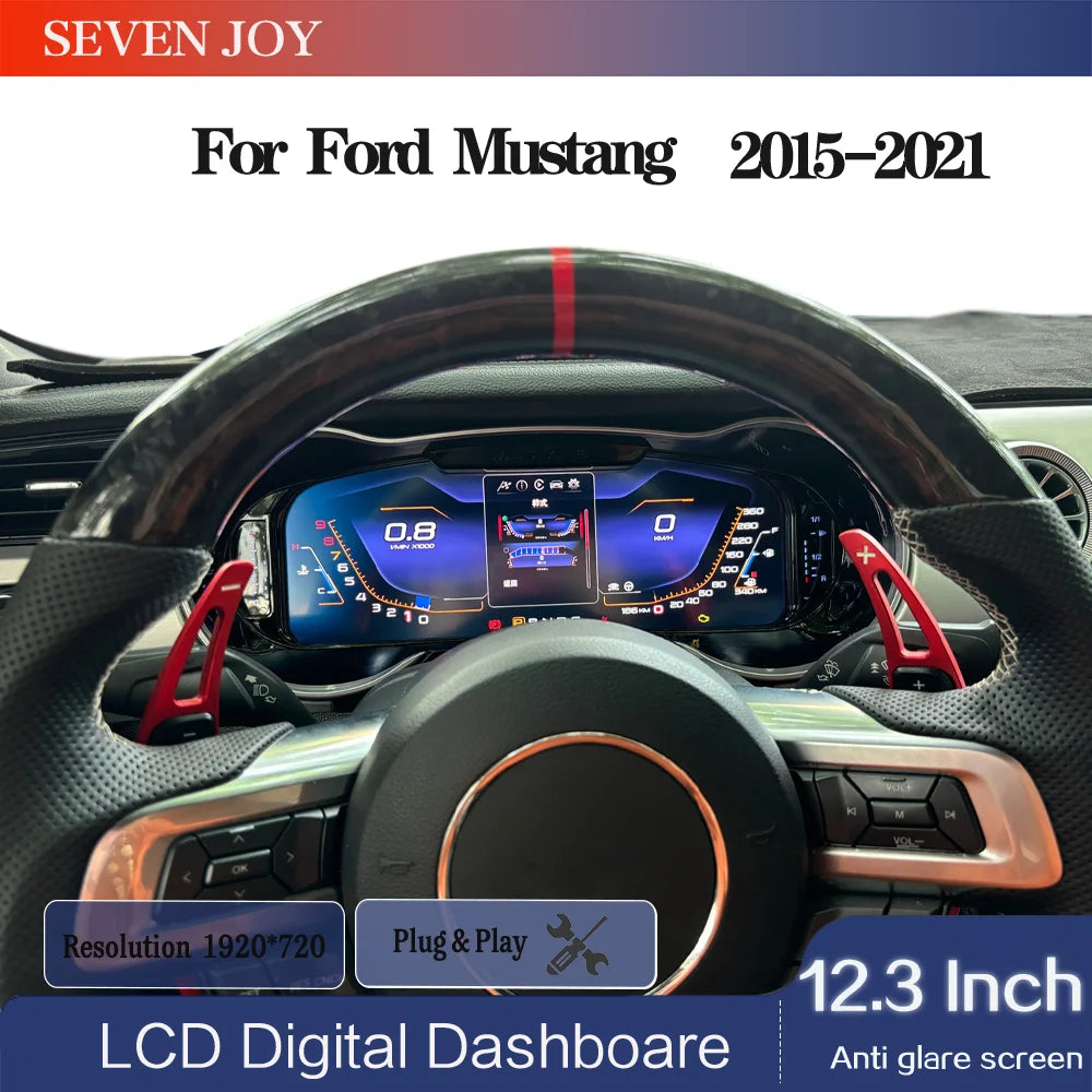 12.3 Inch Digital Instrument Cluster for Ford Mustang 2015-2021 | Wireless Apple Carplay