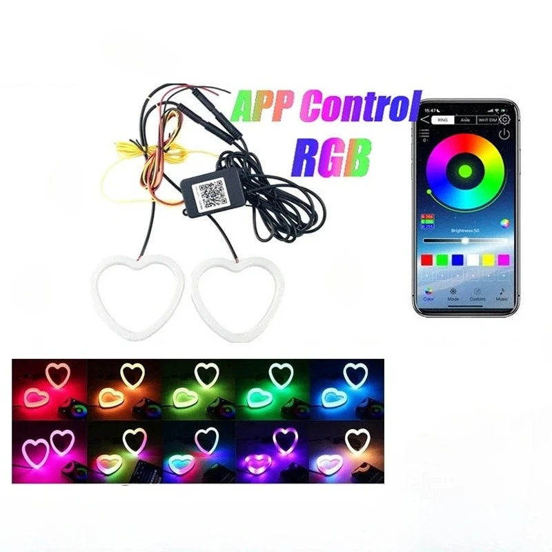 2PCS Car Angel Eyes RGB Cotton Halo Rings 12V Led Headlight DRL Motorcycle Moto Angel alternate view