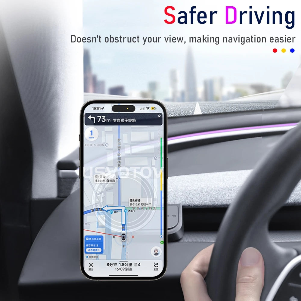 Strong Magnet Magsafe Phone Mount for Tesla Model Y Juniper Model 3 2025 2026 Phone H lifestyle view