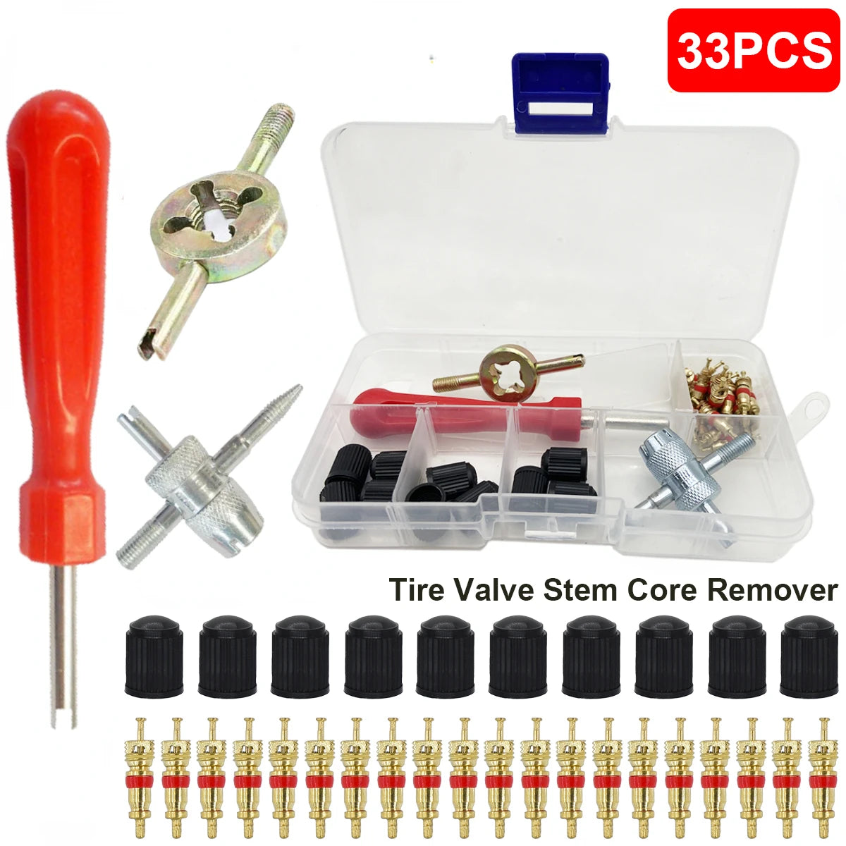 Car Bicycle Slotted Handle Tire Valve Stem Core Remover Screwdriver Tire Repair Insta alternate view