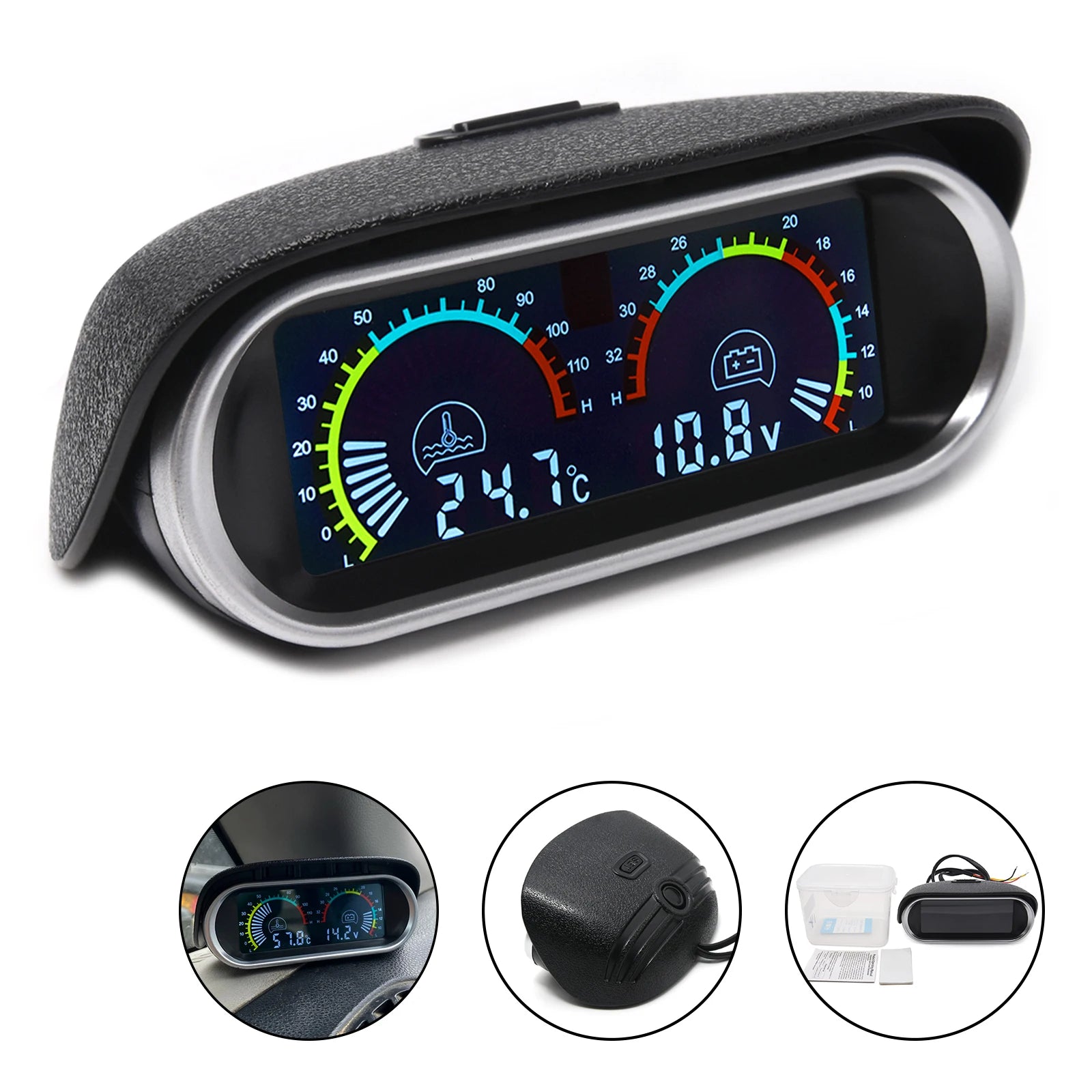 2 in 1 LCD Digital Display Voltmeter and Water Temp Gauge | Universal Car Truck Gauge lifestyle view