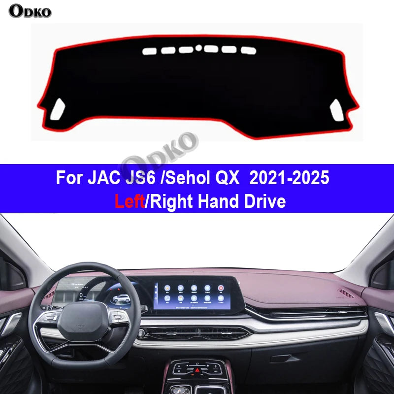 Car Dashboard Cover For JAC JS6 /JAC Sehol QX  2021-2025 Center Console Protector Carpet Dashmat Sun-shade Accessories