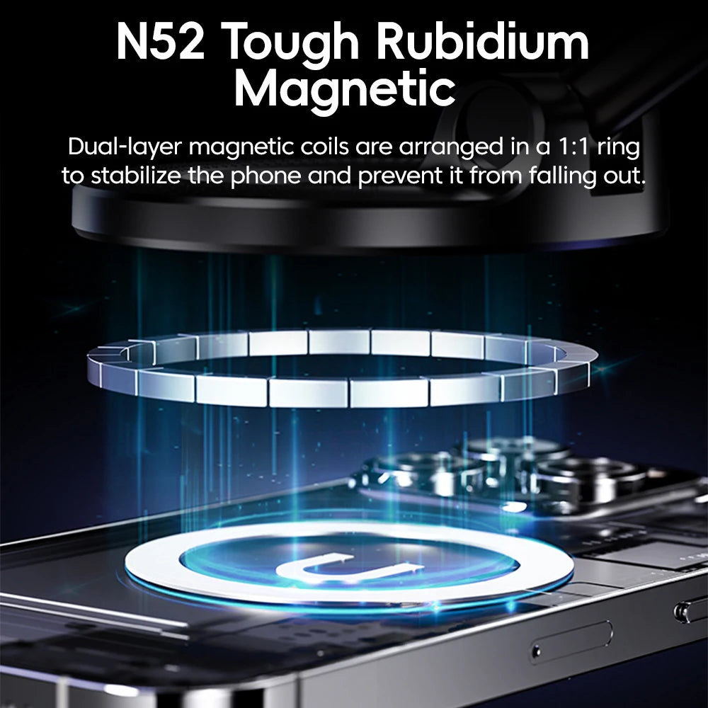 Car Phone Magnetic Stand Foldable Design 360° Rotation Adjustable Vacuum Strong Suction detail view