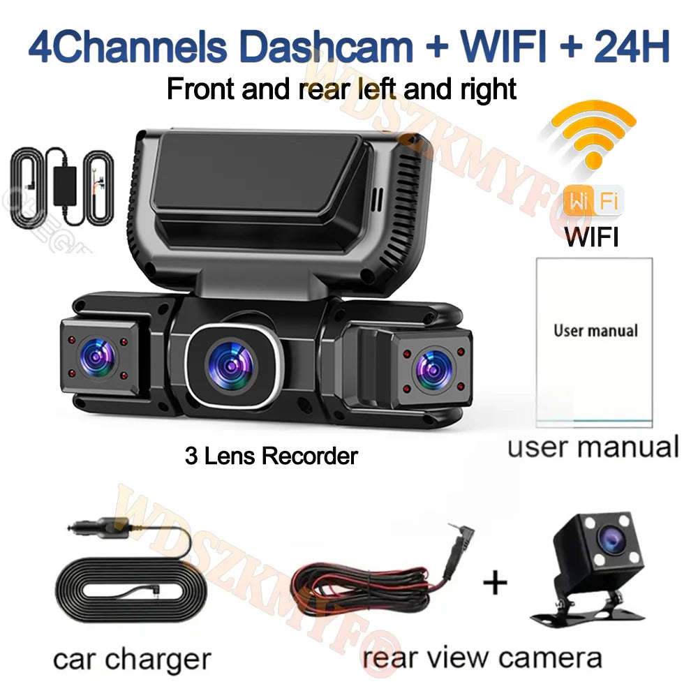 4-Channel 360° Dash Cam | 1080P, WiFi App, 24H Parking Monitor detail view