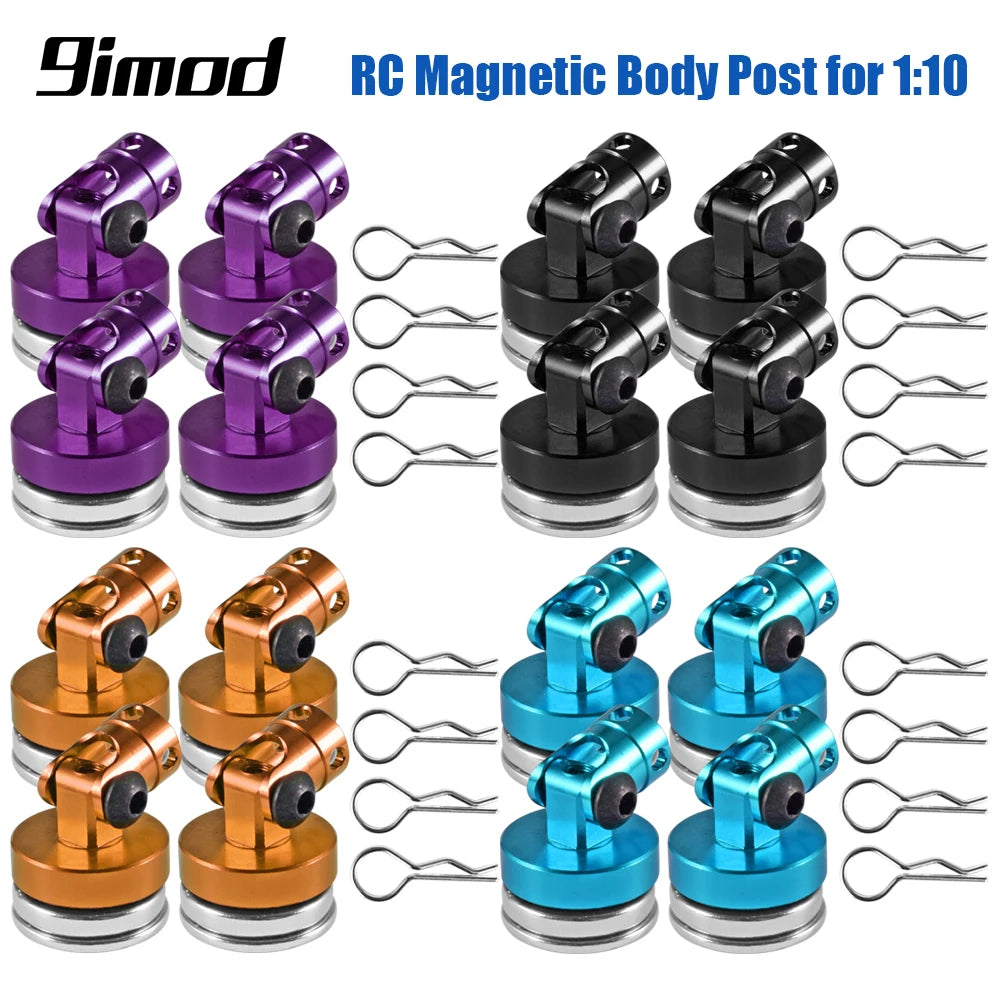 9IMOD 4pcs RC Magnetic Body Post Metal RC Car Shell Mount Column with Clips for 1/10 alternate view