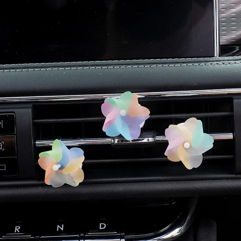 3 PCS Rotate Windmill Car Air Freshener Vent Clips Cute Air Vent Clip with Fragrance Pad Vehicle Air Outlet Interior Decoration
