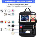 Car Seat Back Organizer PU Leather Foldable Table Tray with Storage Pockets And Kick M close-up view
