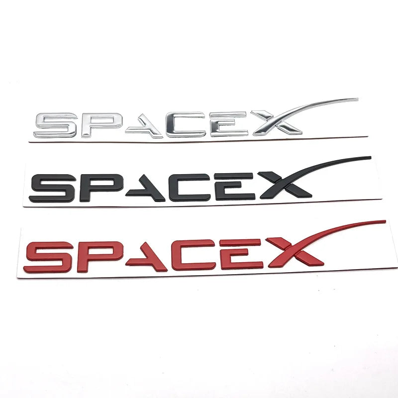 Spacex Emblem Tail Letter Badge | Zinc Alloy Car Sticker for Tesla Model 3 Y S X additional angle