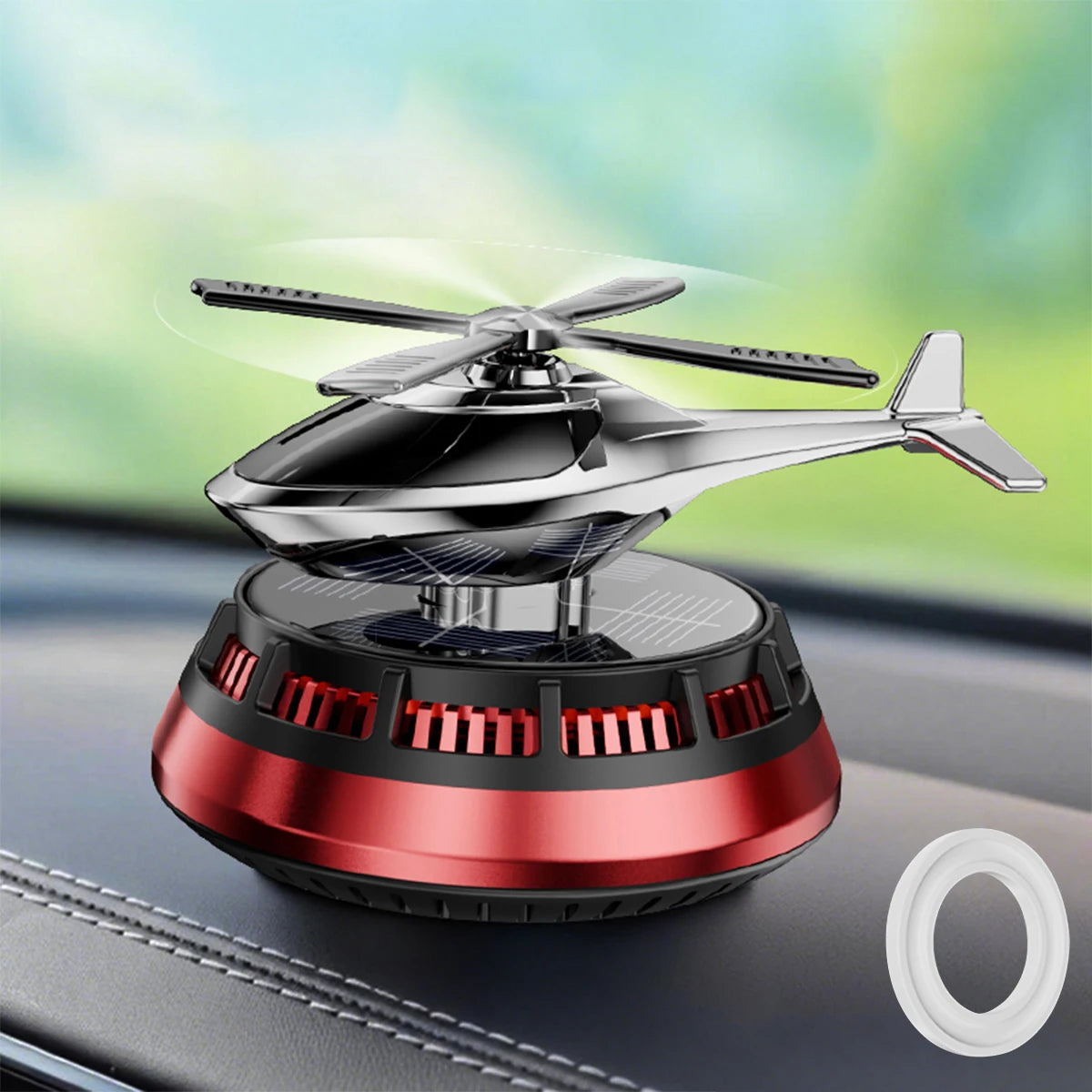1pcs Solar Auto Air Freshener Airplane Helicopter Shaped Rotatable Dashboard Ornaments Cologne Fragr