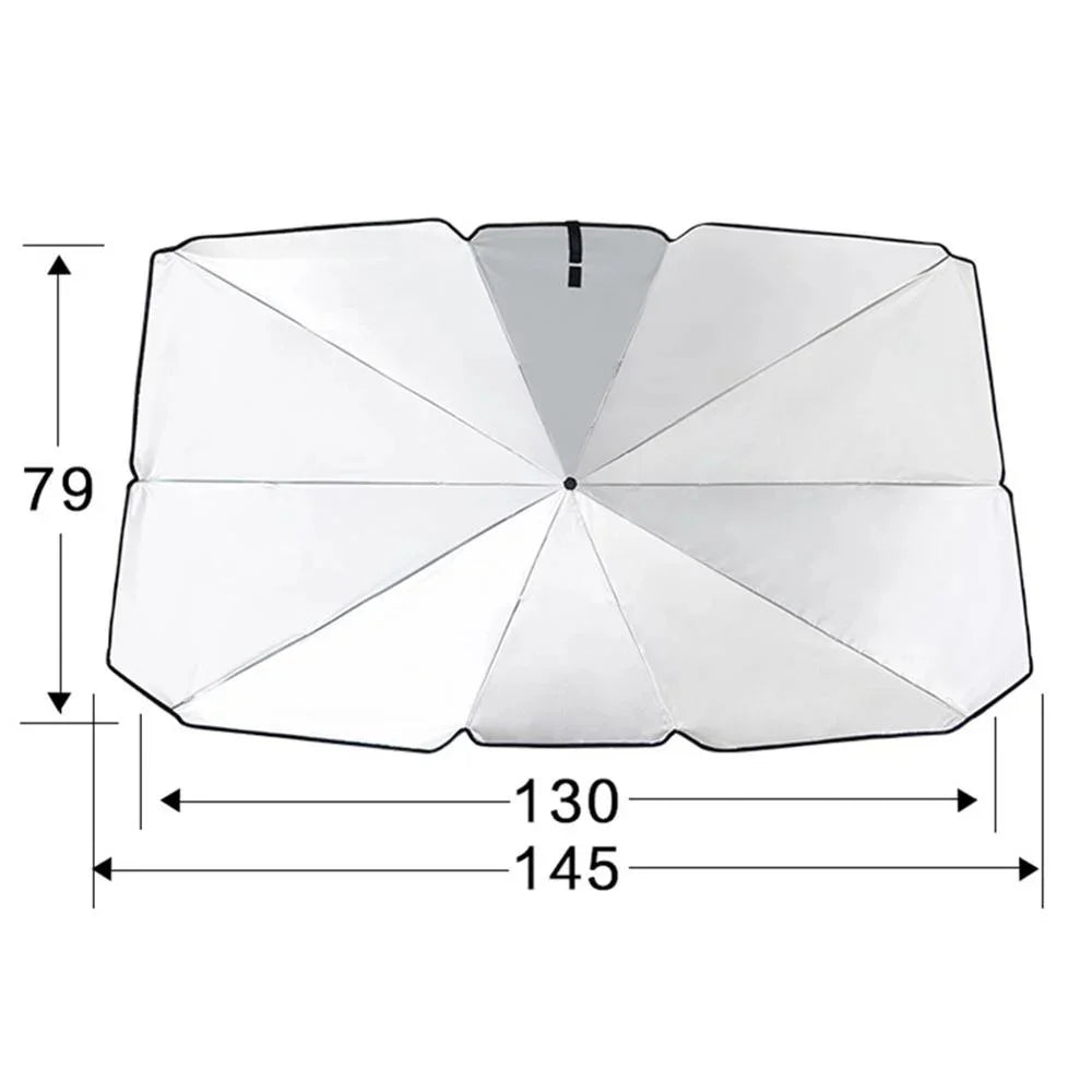 Car Windshield Sunshade Umbrella Silver UV Resistant Folding close-up view