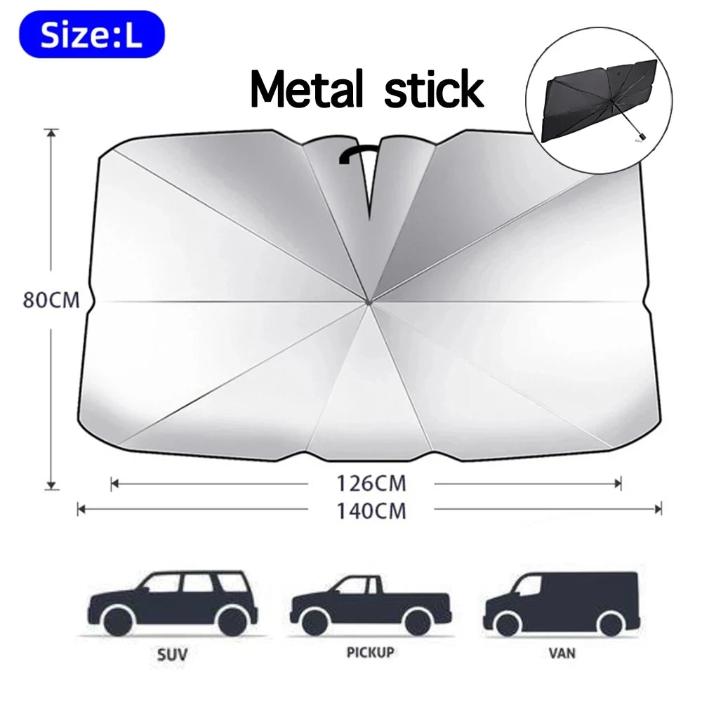 Foldable Car Windshield Sun Shade Umbrella | UV Block Heat Protection for Front Windo lifestyle view