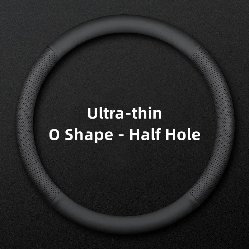 Ultra-Thin Faux Leather Steering Wheel Cover 37-38cm detail view