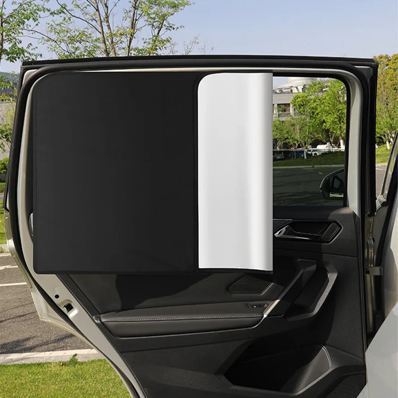2Pcs Car Side Window Sun Shade Curtains | Magnetic UV Reflective Privacy Sun Protection