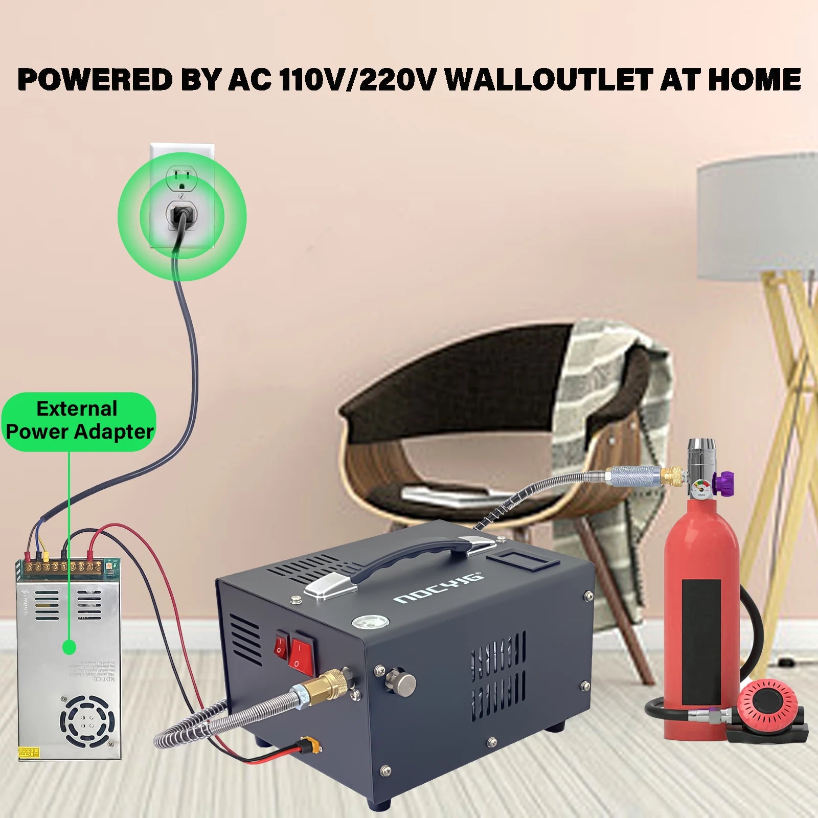 Portable PCP Air Compressor Pump | 4500Psi 30Mbar Oil-Free High Pressure lifestyle view