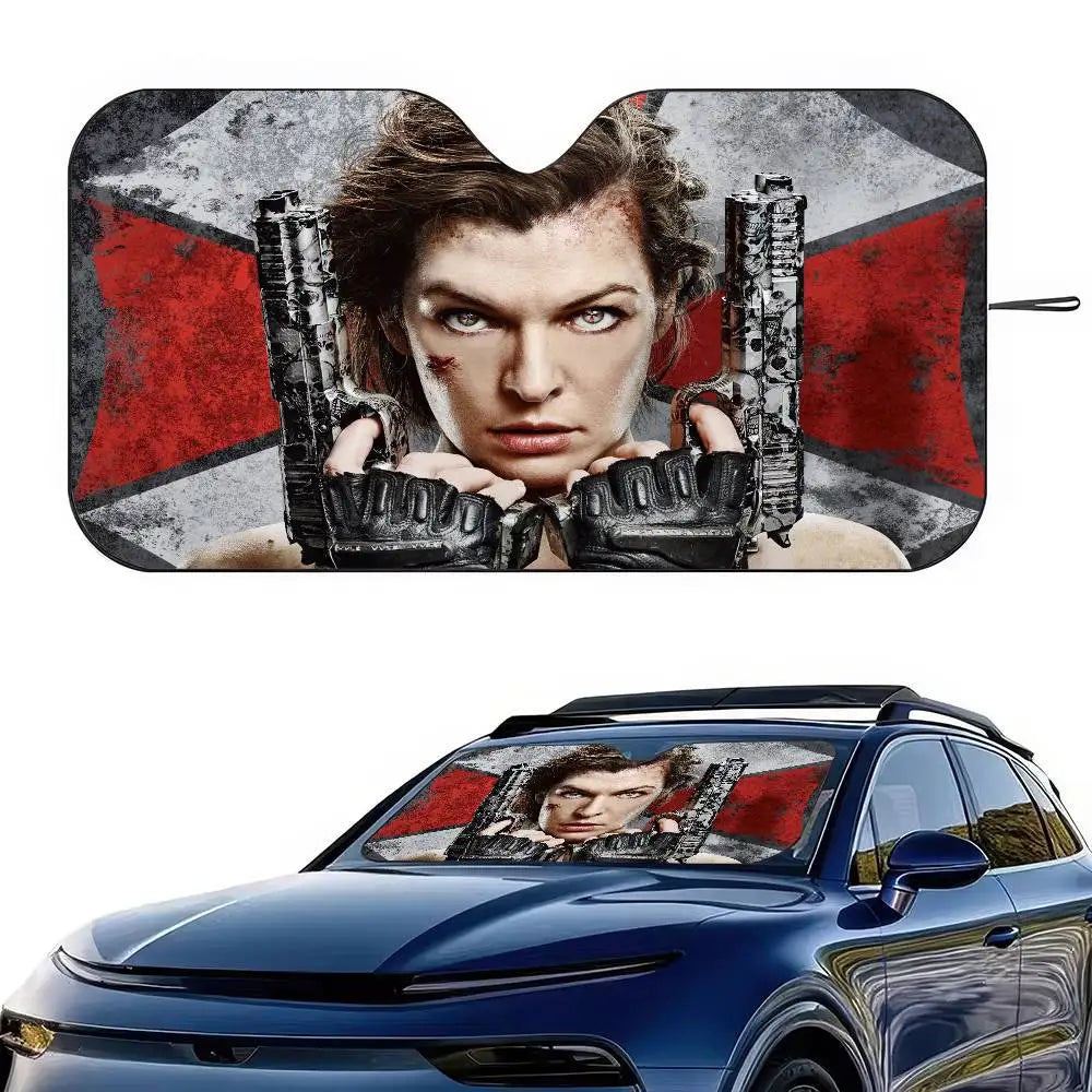 Classic Movies Resident Evil Windshield Sunshade | Car Sun Visor for UV Protection an lifestyle view