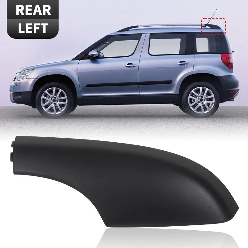 Skoda Yeti Roof Rack Cover Set 2009-2018 | Black Plastic Rail End Caps close-up view