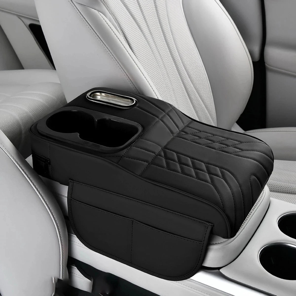 Multifunctional Car Armrest Cushion with Tissue Holder Cup Slot And Side Pockets Center Console Cover for Vehicle Interior Organ
