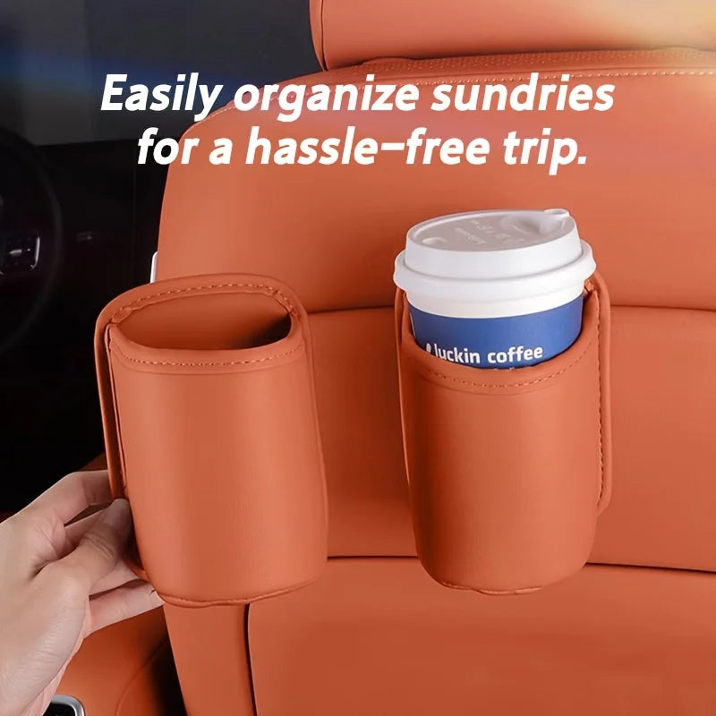 Faux Leather Car Cup Holder | Vehicle Water Cup Clip and Multifunctional Storage Box alternate view