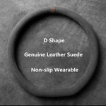 Ultra-Thin Suede Steering Wheel Cover Non-Slip D-Shaped round Breathable Car Wheel Pro close-up view