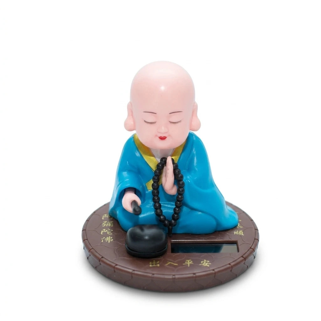 ABS Plastic Monk Car Dashboard Ornament Solar Powered Bobblehead Figurines Automatic nodding Little Monk Car Interior Accessory