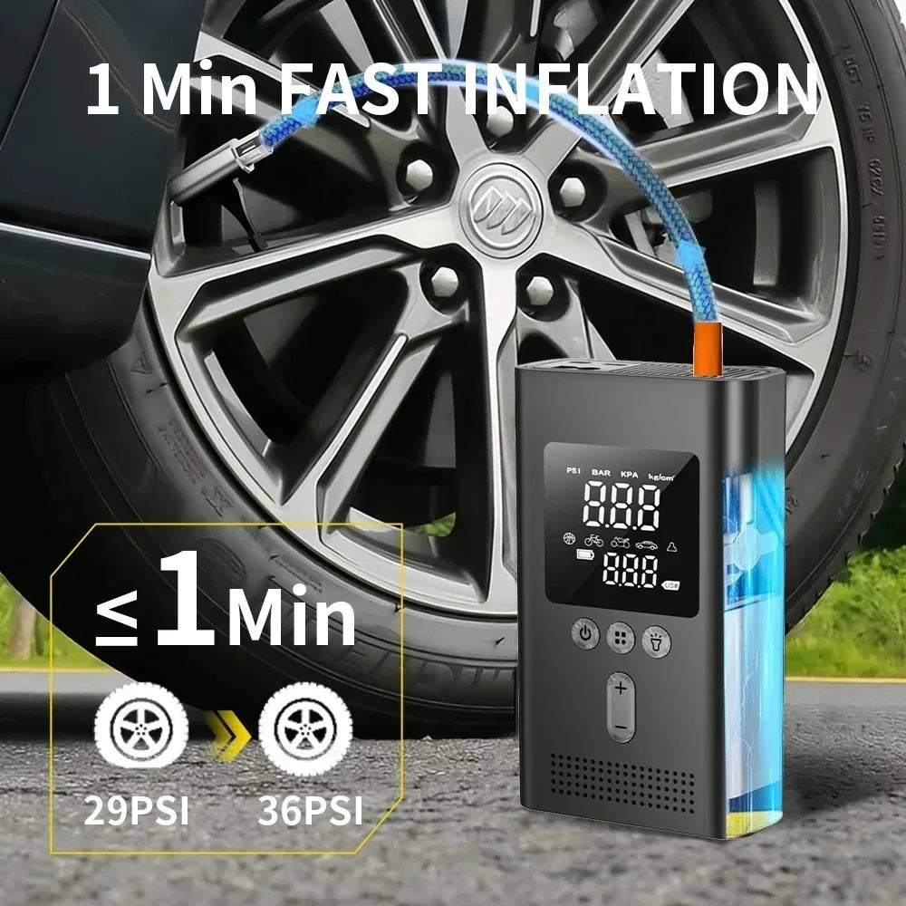 4 IN1 Car Jump Starter with Tire Inflator, 3000A Jump Starter Power Bank with 150PSI Air Pump Auto Air Compressor, LED Light