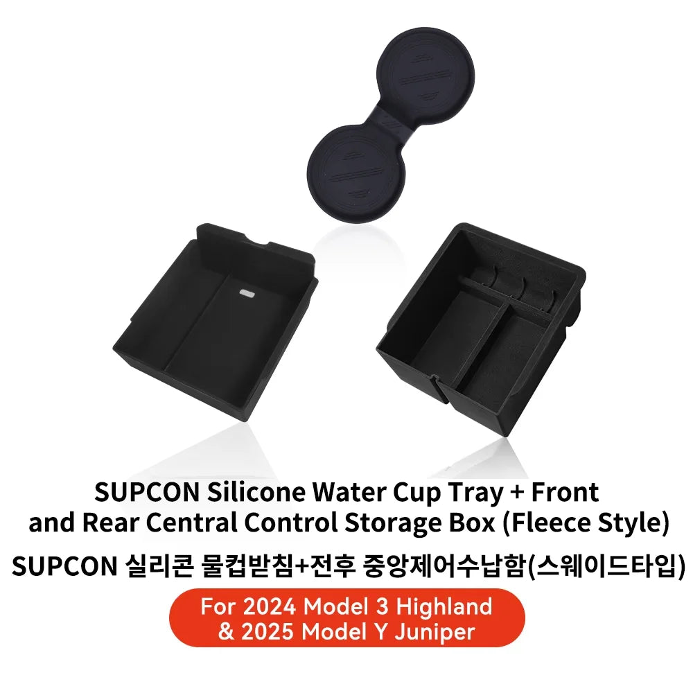 YZ Tesla Model 3 Highland 2024 Model Y Juniper 2025 Storage Box Center Armrest Hidden close-up view
