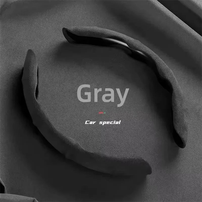 Suede Leather Steering Wheel Cover 38cm lifestyle view